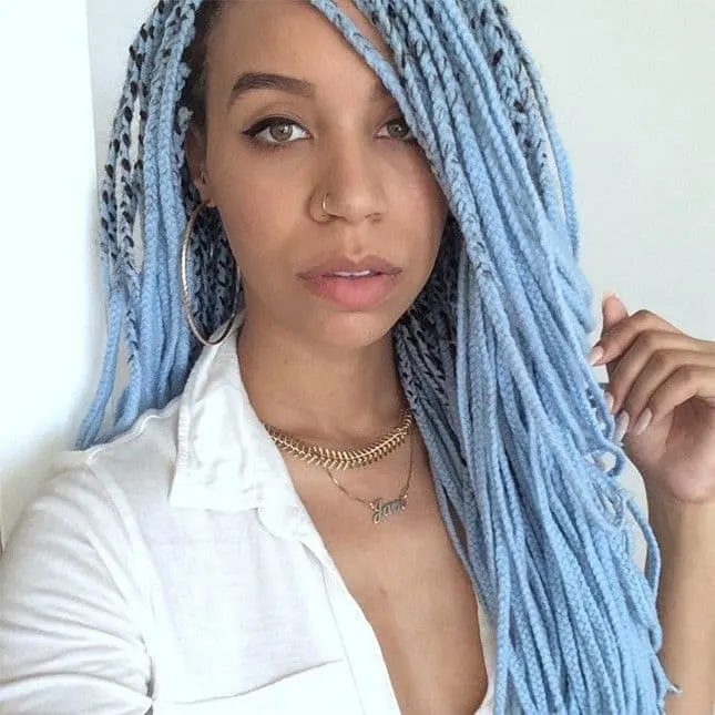 girls Silver blue braid hairstyle 