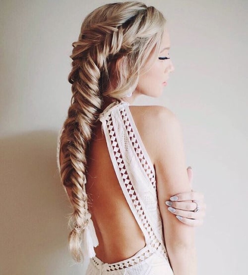 Double fishtail braids for young girl