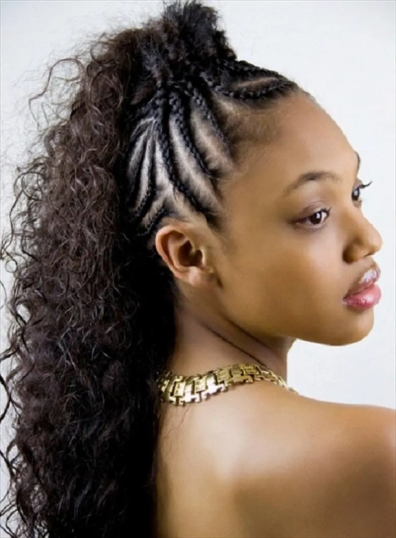 black women crown Braids with Curls hair