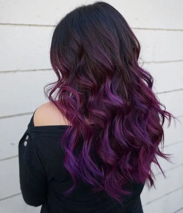 Purple Balayage hair color for girl 