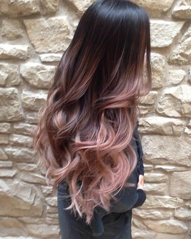 Rose Gold Balayage Hairstyle for girl