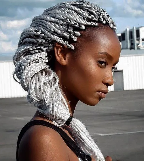 Silver Box Braids hair for black women 