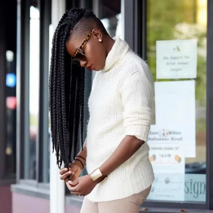 box braids with shaved sides