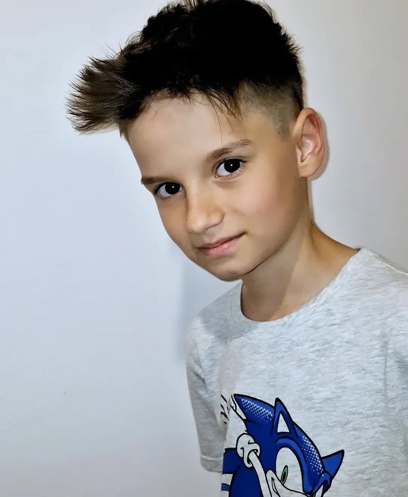 10 year old boy with long front swept hair