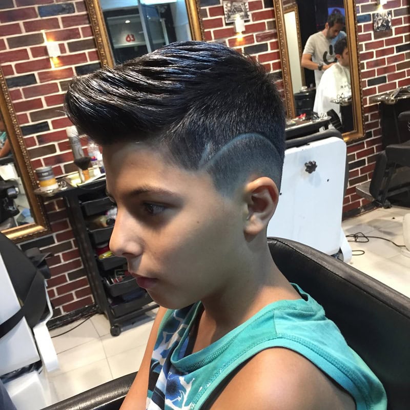 10 year old boy with front swept spiky hairstyle