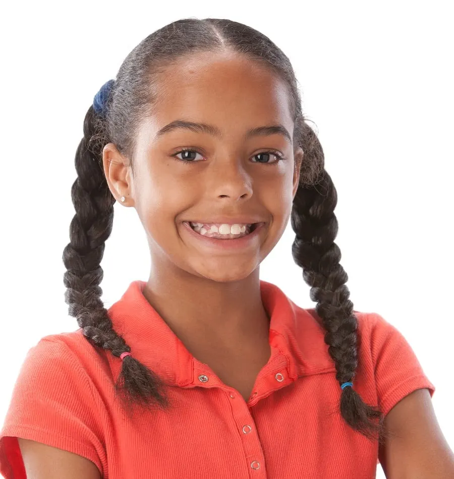 11 year old black girl with braided pigtails
