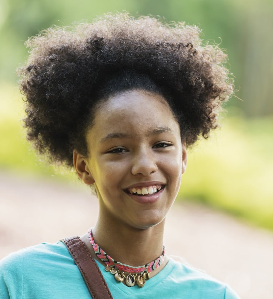 13 year old black girl with afro hairstyle