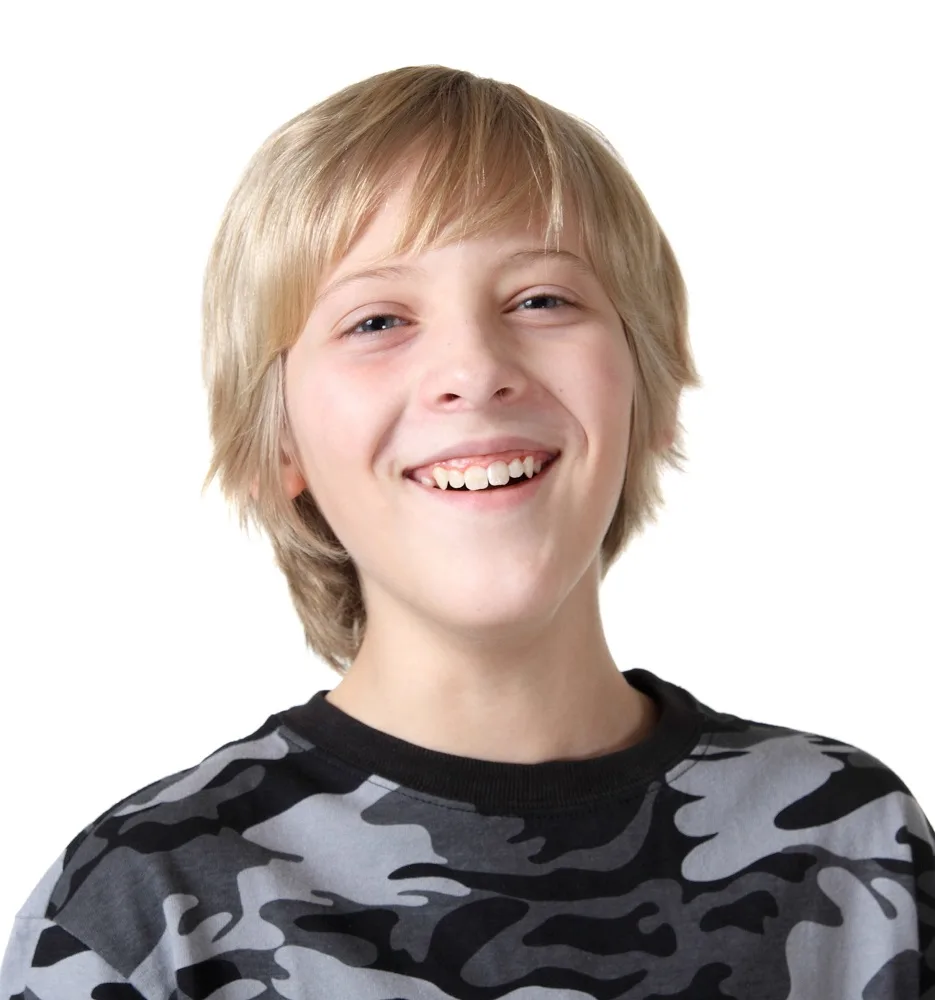 13 year old boy with layered blonde hair