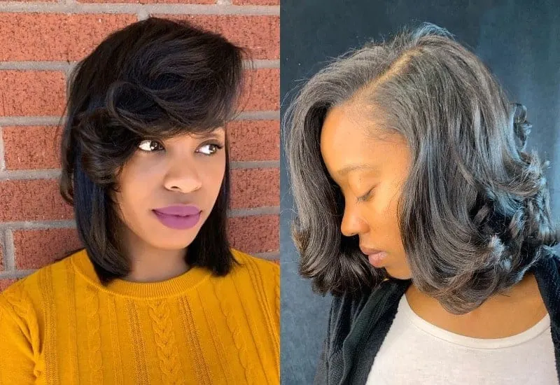 Black Bob Hairstyle with Side Part 