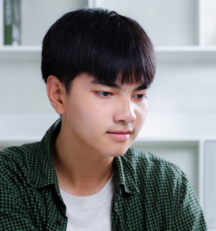 17 year old Asian boy with bowl cut