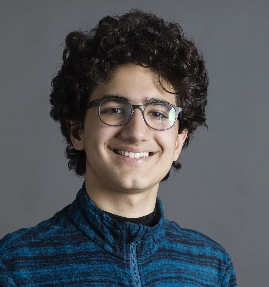 17 year old boy curly haircut with glasses