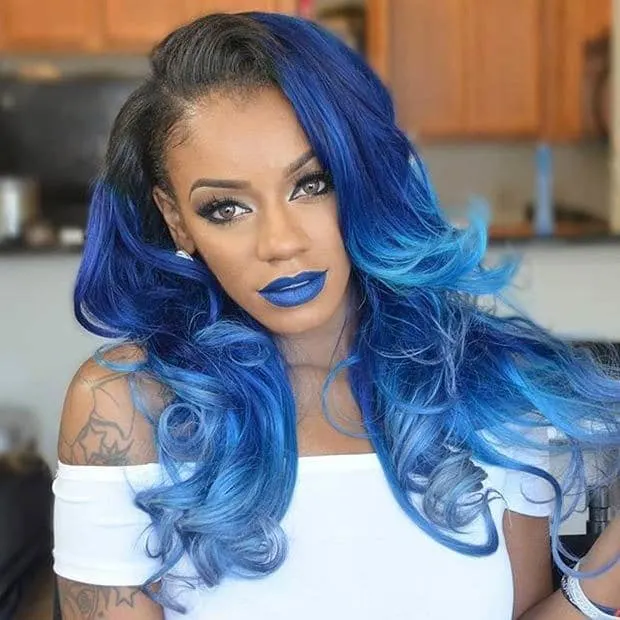 Blue hair color idea for black women 