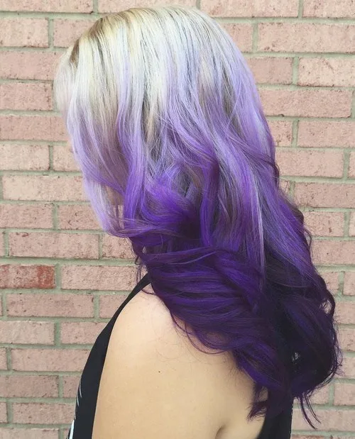Blonde and purple Ombre Hair Color for women 
