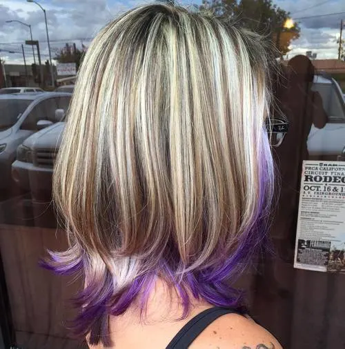 Blonde and purple hair