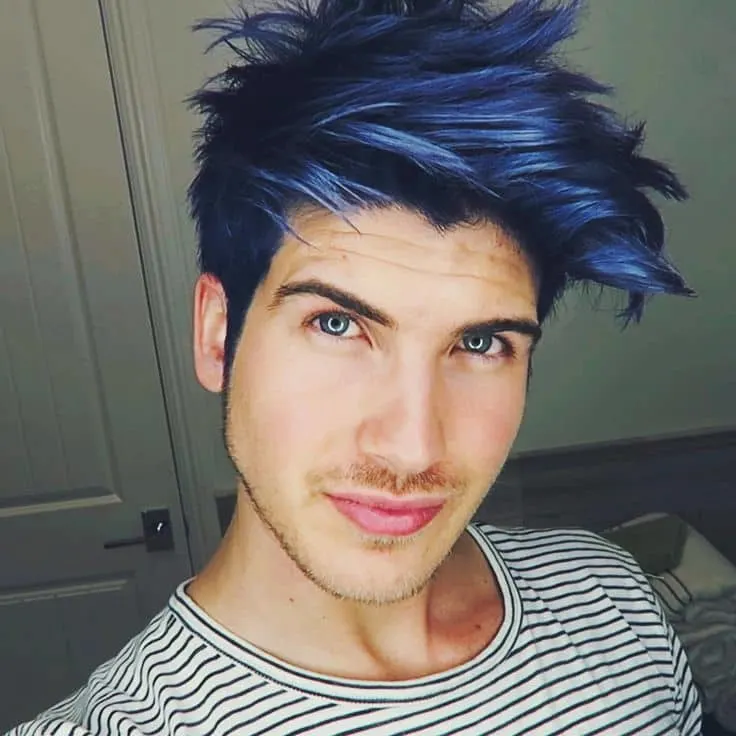 Metallic Blue Hair Color for men 