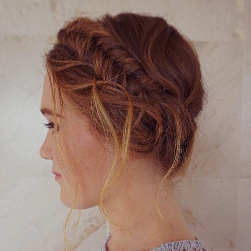 brown braid Messy hair With Highlights 