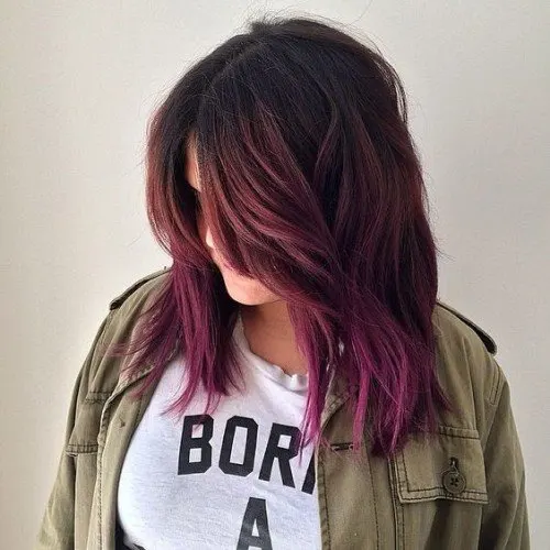 young girl Purple Balayage hair color 