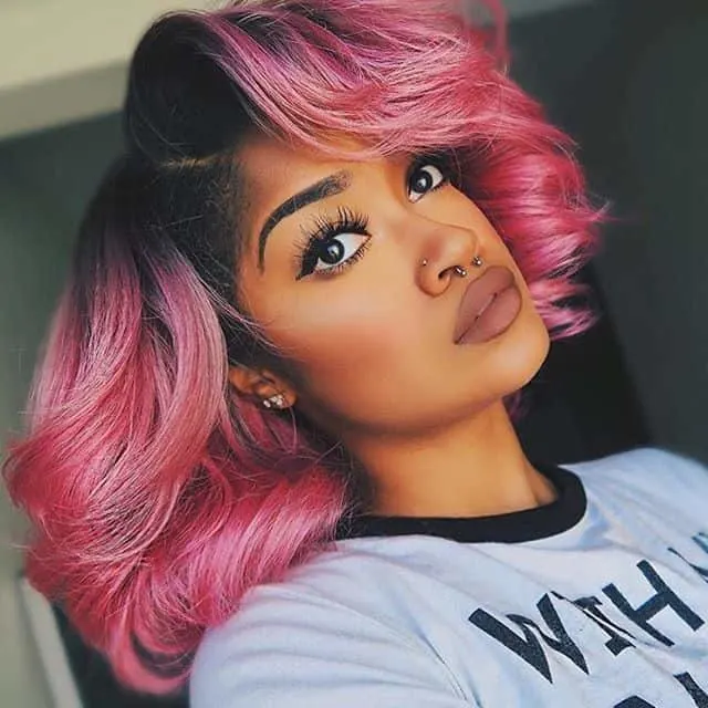 Ombre Bob pink hair for black girl