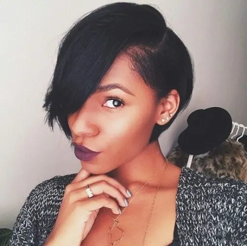 black women Asymmetrical Crop hairstyle