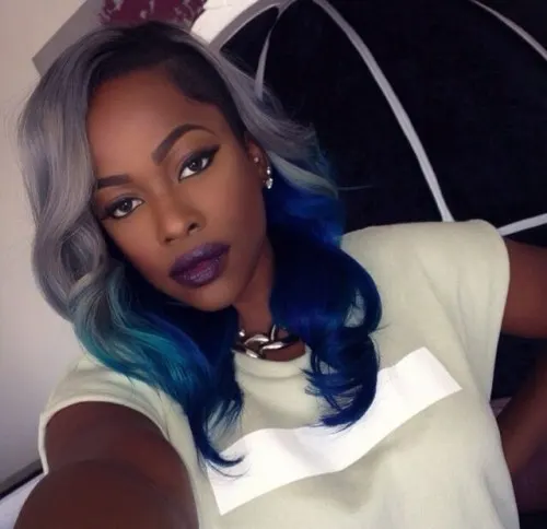  Blue-Grey Ombre Chic Sew-In Hairstyles for Black Women