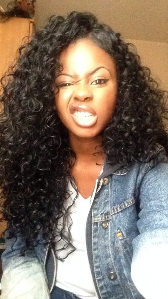 Natural curly sew in hairstyle