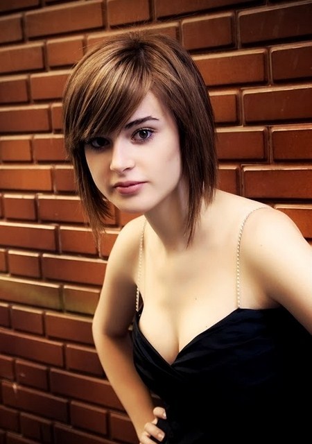 Thin Bob with Heavy Bangs short hairstyle for girls