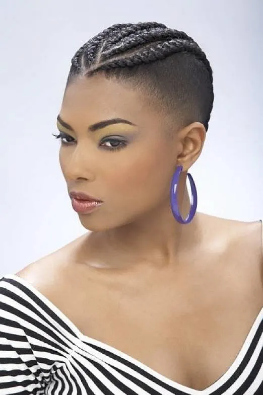 Short natural cornrow haircut for black girl