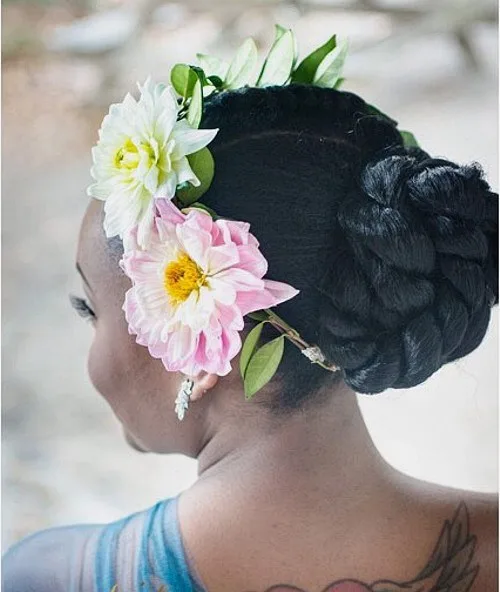 black Braid bun wedding hairstyles