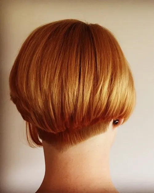 short stacked red-bob haircut