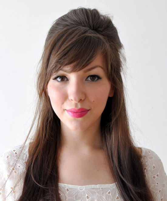 women haircut side swept bangs