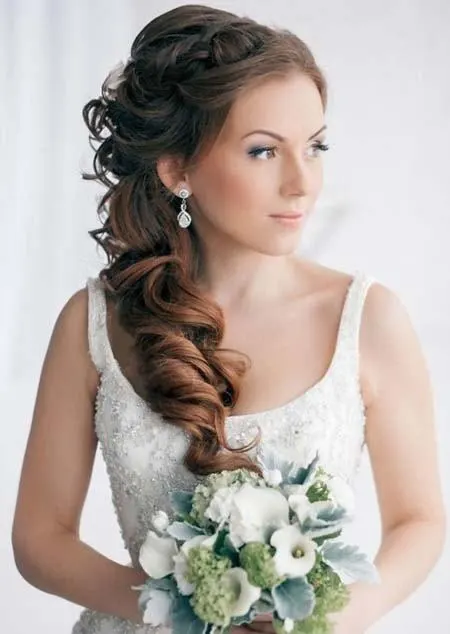Side ponytail long wedding hairstyles for women