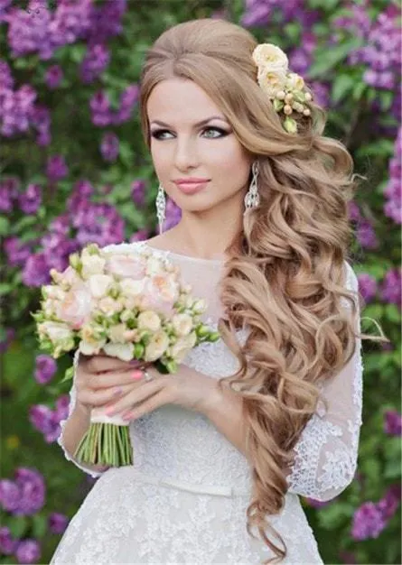 brown color wedding hair for long hair