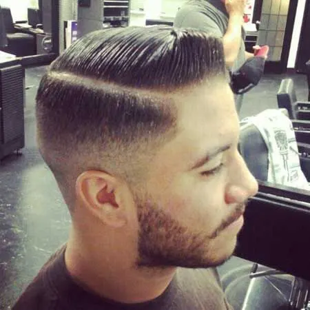 rockabilly hair style with short pompadour