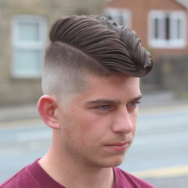 Men's pompadour greaser hairstyle