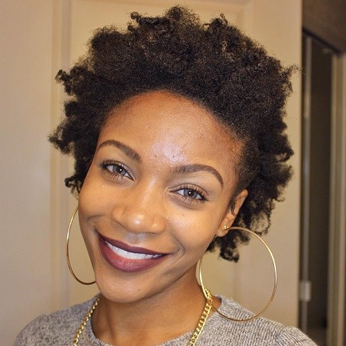 Short Natural Hairstyle Assymetrical Afro