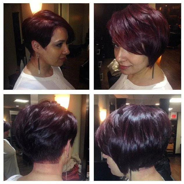 brown short stacked bob hairstyles