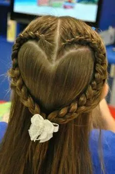 Heart french braid hairstyle for young girl