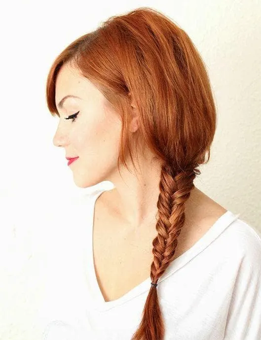 side fishtail braid style