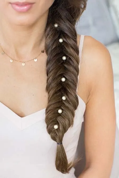 easy to do fishtail braid with jewelry