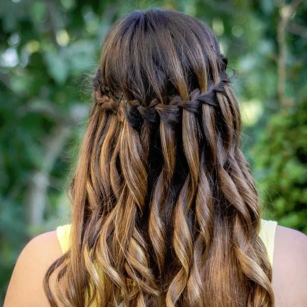 Waterfall Braids with curly hair for young girl