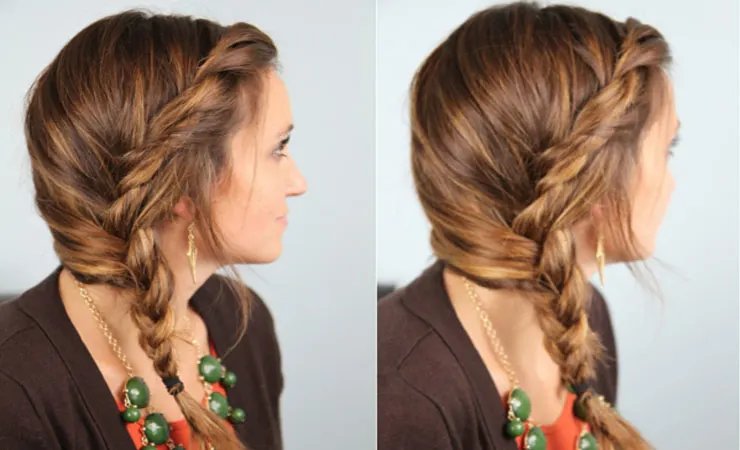 natural Rolling Side Braid for teen age girl