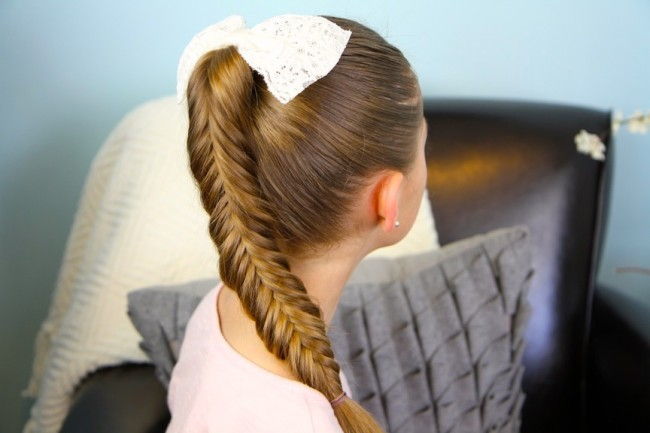 Fishtail braiding hairstyle for 14 age girl