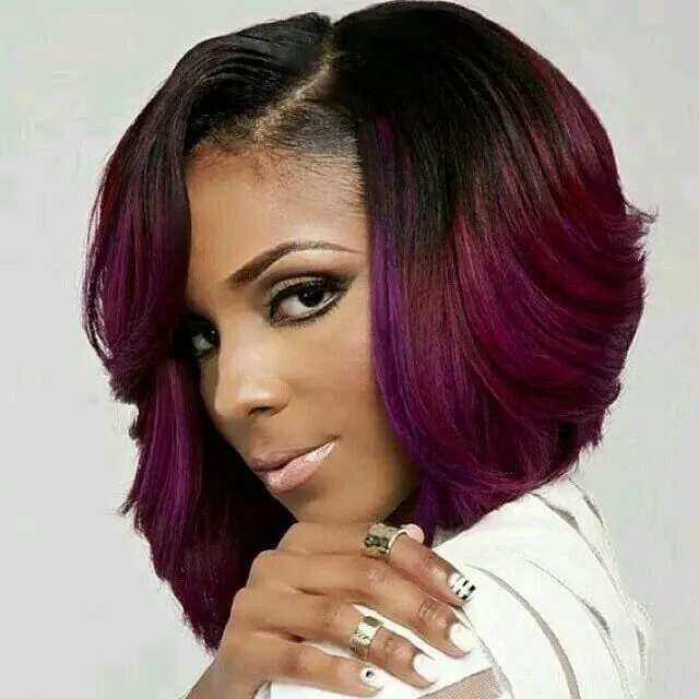 Purple color bob marley hair weave for women