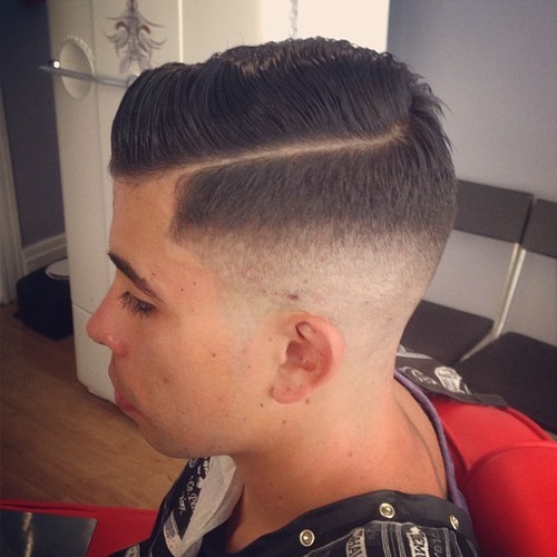 side part tapered fade