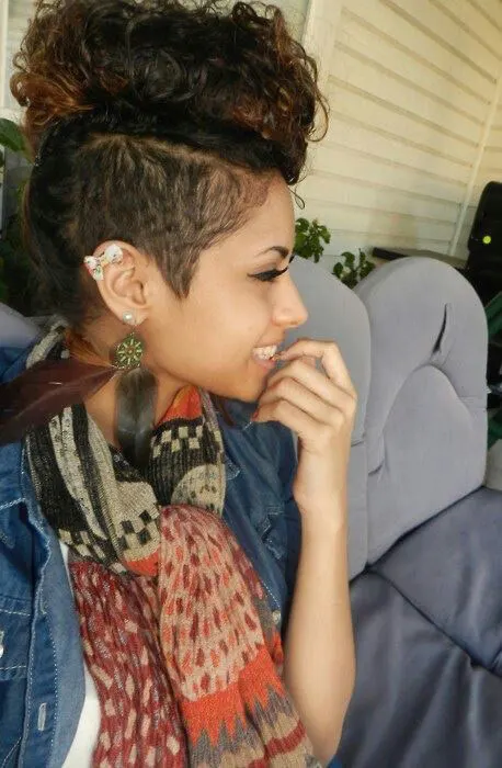 Curly pompadour haircut for black girl