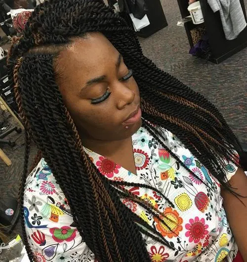 Highlights Sensational and Voluminous Senegalese Twist Hairstyle