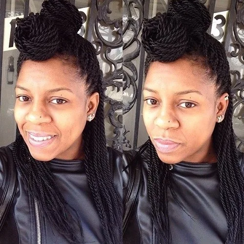 Double bun Senegalese twists hairstyles you love 