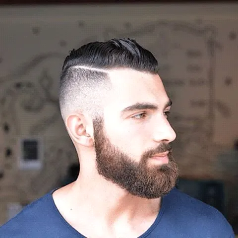 short hair with long beard