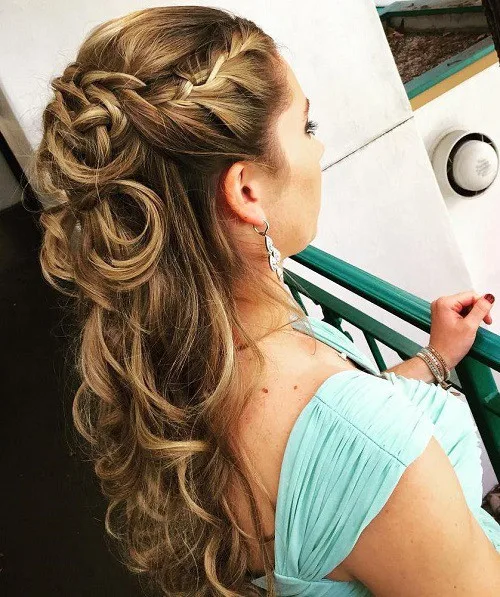  Braids and curls hairstyle for girl 