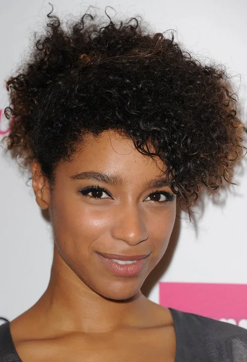 short and curly Asymmetrical pixie for women